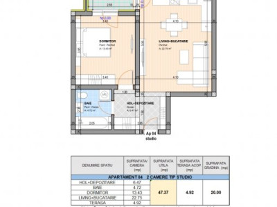 52,29m2 apartament cu 1 camera la parter cu gradina proprie in Brasov Cristian 