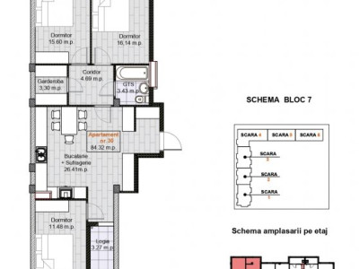 Apartament în rate de la dezvoltator, Hora Village, 3 camere+ living, 84.32 mp