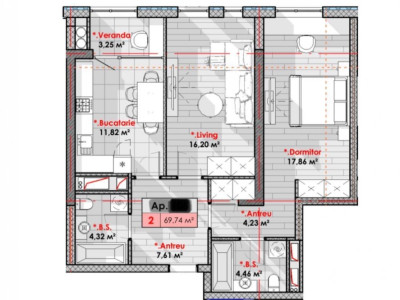 Lagmar Smart Home - apartament cu 2 camere în rate, 69,74 mp!