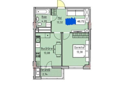 Apartament cu 1 cameră+living, Cartierul Cluj, Bloc B-05