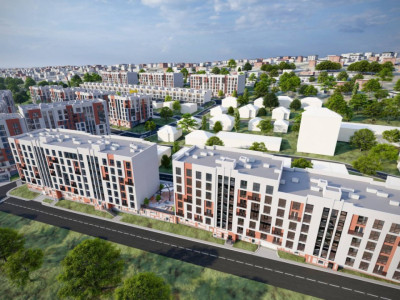 ExFactor, apartament cu 2 camere + living, variantă albă.