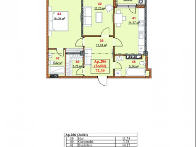Квартира в рассрочку от застройщика! Grenoble Residence, 2 комнаты+терраса.