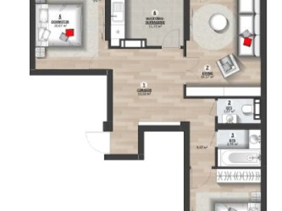 Durlești, str. Cartușa, 3 camere, bloc nou, variantă albă!