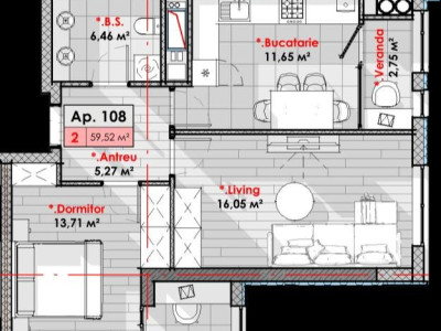 Apartament cu 2 camere în complexul Smart Home, Lagmar, Riscani.